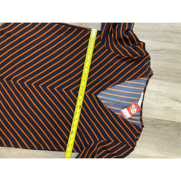 Only EUC Orange Navy Blue V-Neck Blouse, Size Medium - Picture 4 of 9